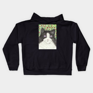 Cute  cat face  purple eyes Kids Hoodie